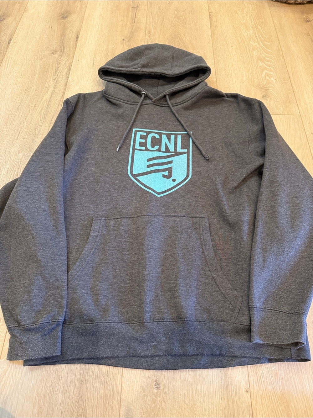 ECNL Logo Hoodie in Teal on Charcoal